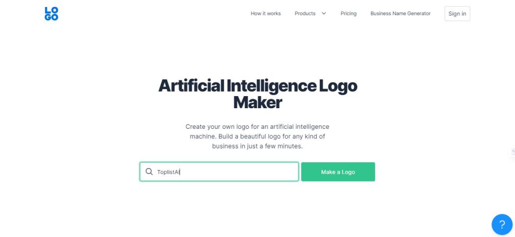The text bar to enter business name in Artificial Intelligence Logo Maker.
