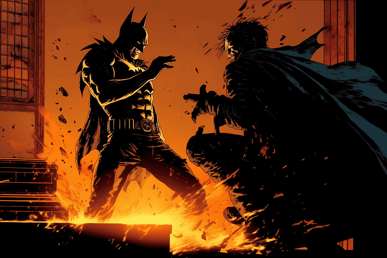  Batman and The Joker in a fight 